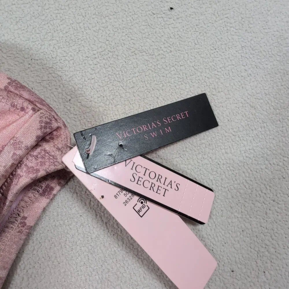 NEW NWT Victorias Secret Bikini Bottoms L High Leg Cheeky Snake Print QBT Pink